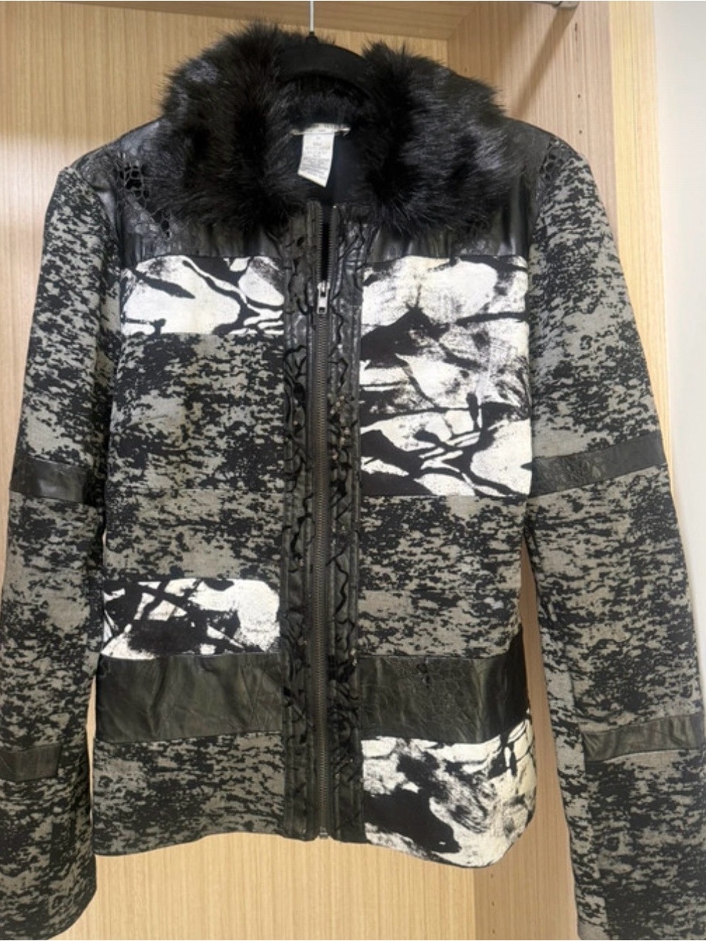 Alberto Makali Black Faux Fur Trim Jacket